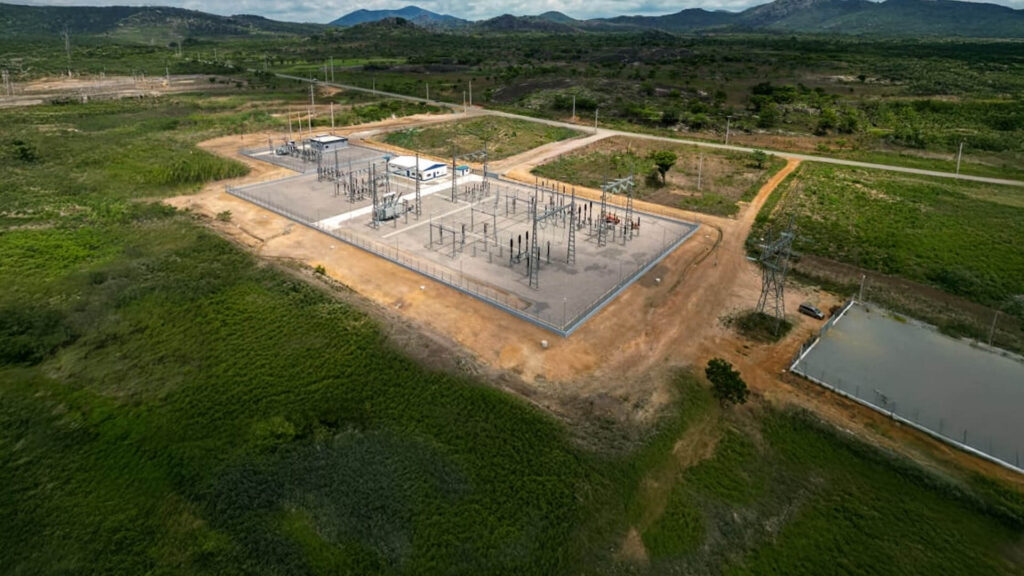 Overhead drone view of a Mitrelli substation in Angola