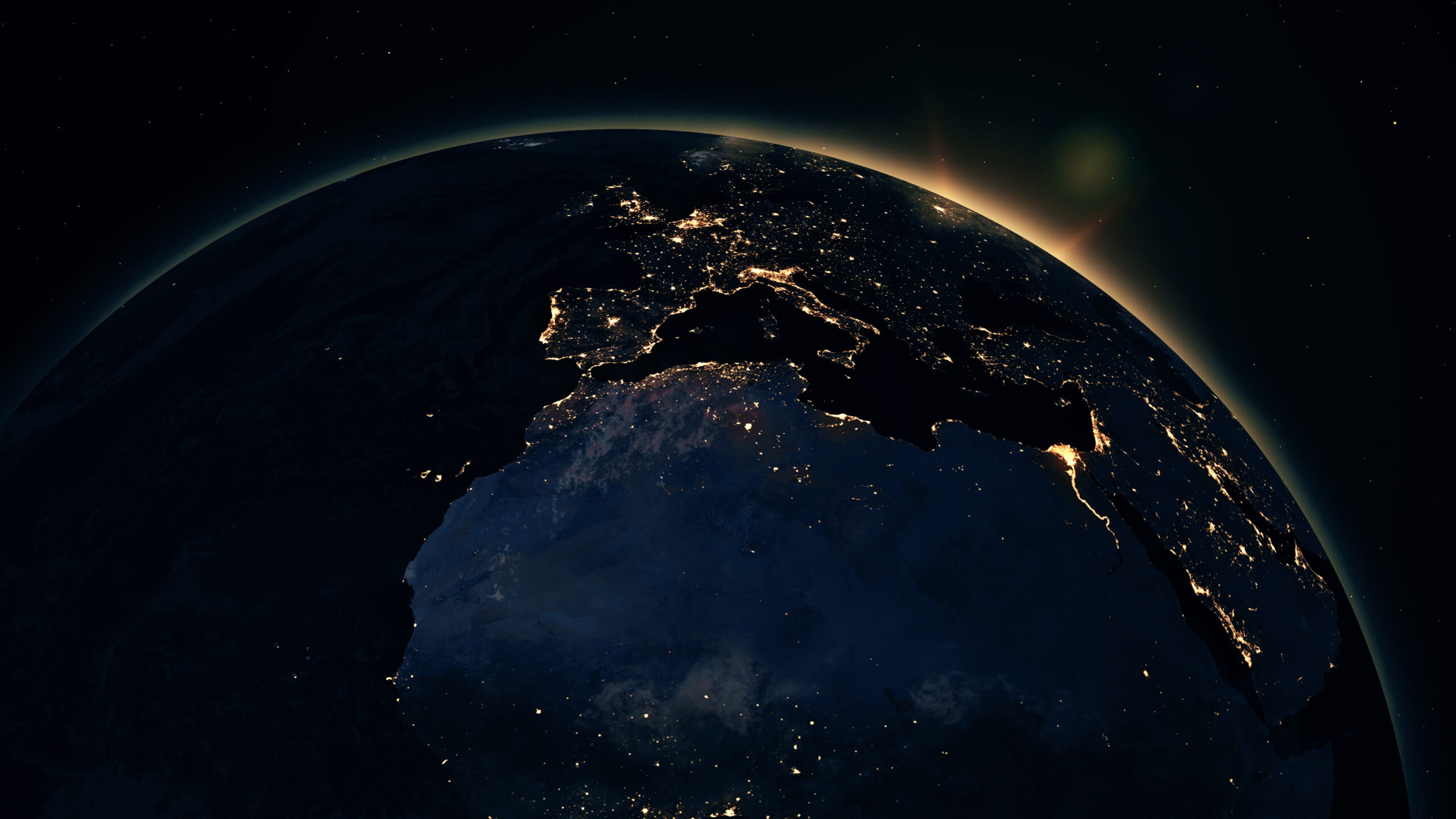 Overhead image of planet earth at night